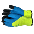 Перчатки акриловые с рельефным латексным покрытием лимонсиний (утепленные)- 2 вид