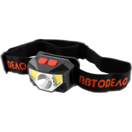 Фонарь налобный аккумуляторный сенсорный (3-и источника) 180Lm, Li-ion 1000mAh (АвтоDело)