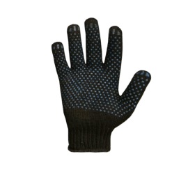 Перчатки полушерстяные с ПВХ напылением ЧЁРНЫЕ 65 гр.