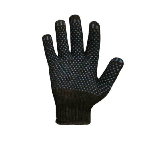 Перчатки полушерстяные с ПВХ напылением ЧЁРНЫЕ 65 гр.